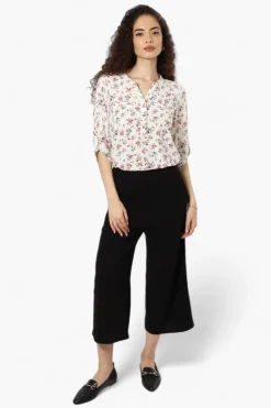 Beechers Brook Floral Roll Up Sleeve Henley Shirt - White