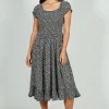 Beechers Brook Floral Short Sleeve Tiered Midi Dress - Black