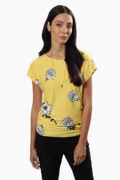 Beechers Brook Floral Side Cinched Shirt - Yellow