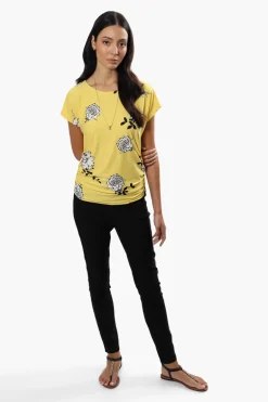 Beechers Brook Floral Side Cinched Shirt - Yellow