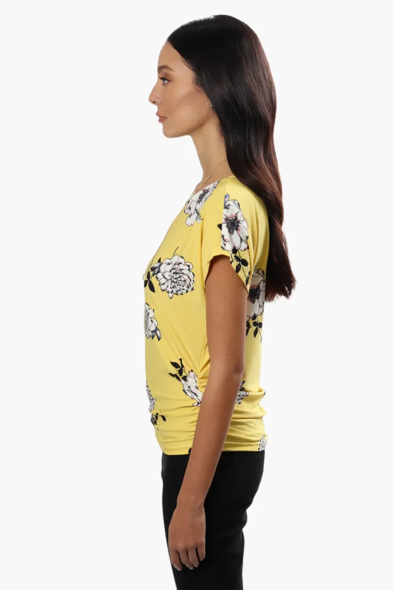 Beechers Brook Floral Side Cinched Shirt - Yellow