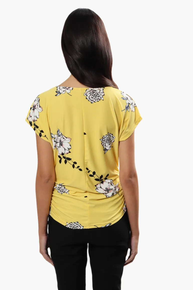 Beechers Brook Floral Side Cinched Shirt - Yellow