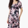 Beechers Brook Floral Smocked Square Neck Maxi Dress - Navy