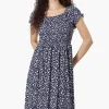 Beechers Brook Floral Smocked Tiered Day Dress - Navy