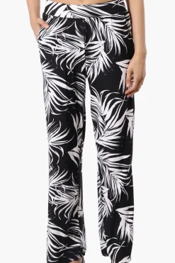 Beechers Brook Leaf Print Wide leg Pants - Black