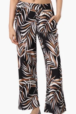 Beechers Brook Leaf Print Wide leg Pants - Black