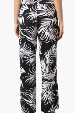 Beechers Brook Leaf Print Wide leg Pants - Black