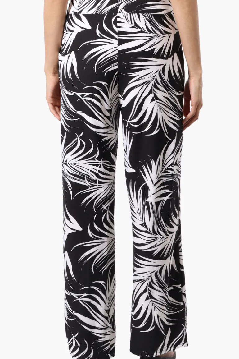 Beechers Brook Leaf Print Wide leg Pants - Black