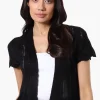Beechers Brook Open Cap Sleeve Shrug Cardigan - Black