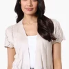 Beechers Brook Open Cap Sleeve Shrug Cardigan - Beige