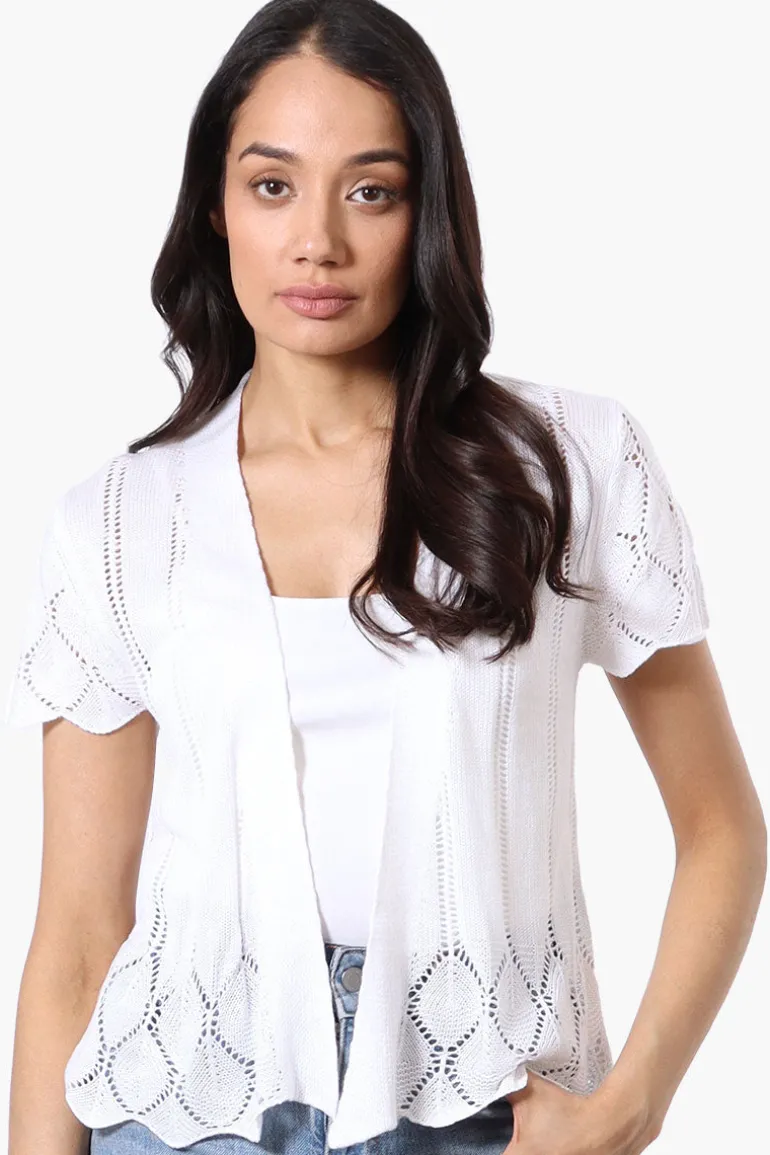 Beechers Brook Open Cap Sleeve Shrug Cardigan - White