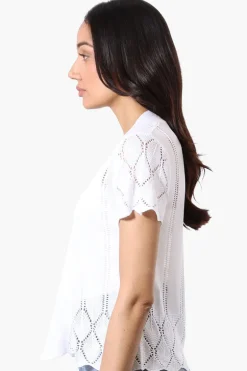 Beechers Brook Open Cap Sleeve Shrug Cardigan - White