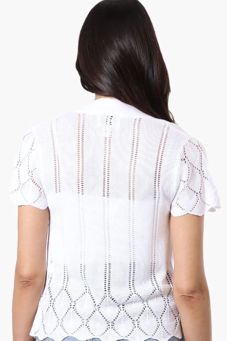 Beechers Brook Open Cap Sleeve Shrug Cardigan - White