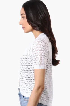Beechers Brook Open Crochet Shrug Cardigan - White