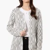 Beechers Brook Open Diamond Pattern Cardigan - White