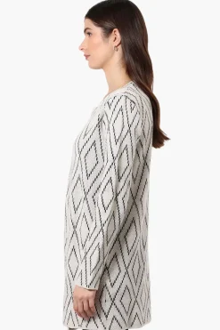 Beechers Brook Open Diamond Pattern Cardigan - White