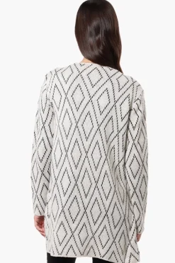 Beechers Brook Open Diamond Pattern Cardigan - White