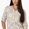 Beechers Brook Patterned Roll Up Sleeve Shirt - Cream