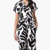 Beechers Brook Patterned Short Sleeve Crossover Jumpsuit - Black