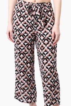 Beechers Brook Patterned Tie Waist Cropped Pants - White