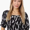 Beechers Brook Patterned Square Neck Cropped Blouse - Black