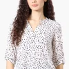 Beechers Brook Patterned Roll Up Sleeve Henley Shirt - White