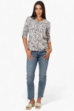 Beechers Brook Patterned Roll Up Sleeve Shirt - Grey