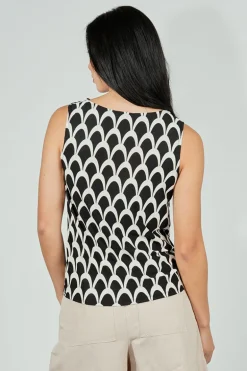 Beechers Brook Patterned Cowl Neck Tank Top - Black