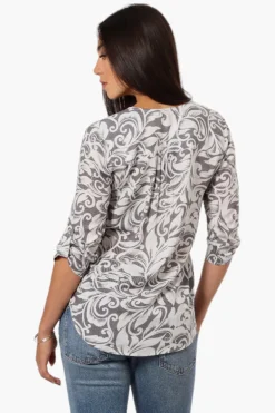 Beechers Brook Patterned Roll Up Sleeve Shirt - Grey