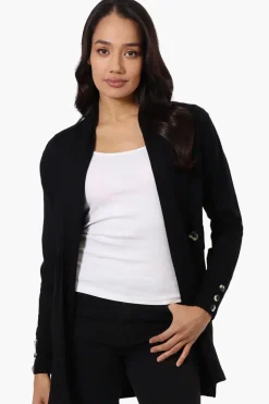 Beechers Brook Ribbed Open Cardigan - Black