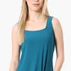 Beechers Brook Solid Square Neck Tank Top - Teal