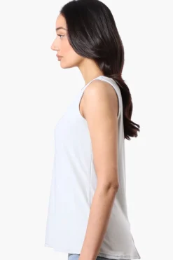 Beechers Brook Solid Square Neck Tank Top - Stone