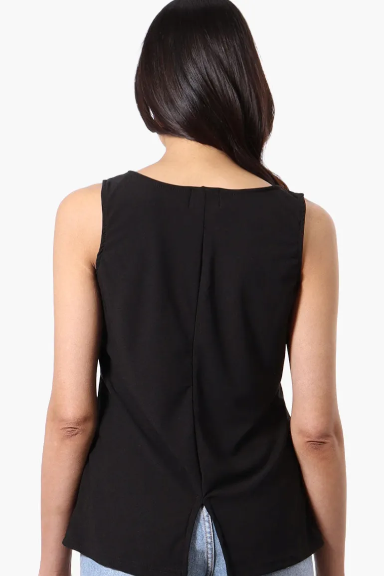 Beechers Brook Solid Square Neck Tank Top - Black