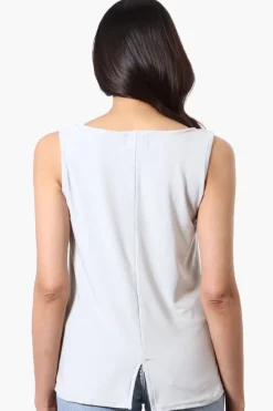 Beechers Brook Solid Square Neck Tank Top - Stone