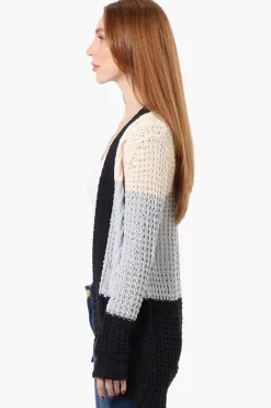 Beechers Brook Striped Colour Block Wrap Cardigan - Grey