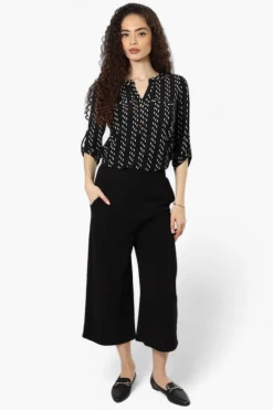 Beechers Brook Striped Roll Up Sleeve Henley Shirt - Black