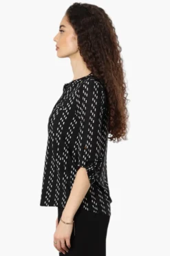 Beechers Brook Striped Roll Up Sleeve Henley Shirt - Black