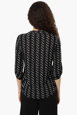 Beechers Brook Striped Roll Up Sleeve Henley Shirt - Black