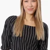 Beechers Brook Striped Square Neck Cropped Blouse - Black