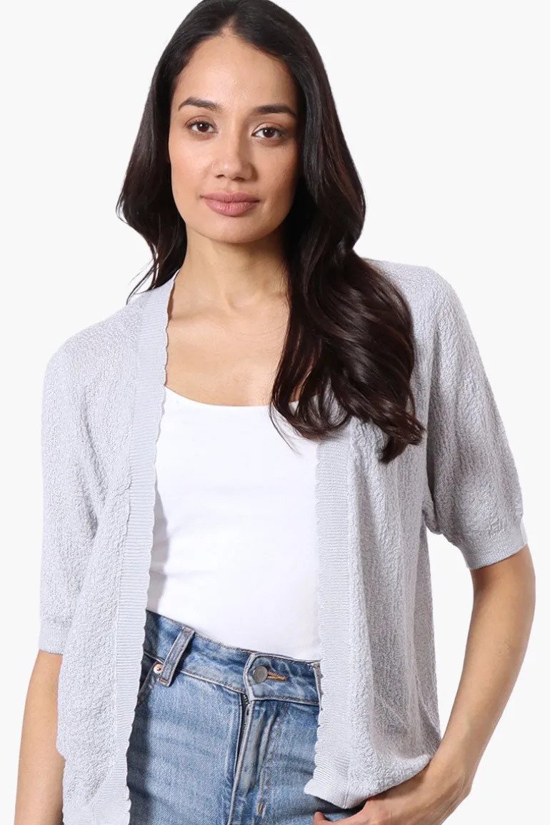 Beechers Brook Textured Open Shrug Cardigan - Grey