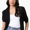 Beechers Brook Textured Open Shrug Cardigan - Black