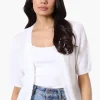 Beechers Brook Textured Open Shrug Cardigan - White