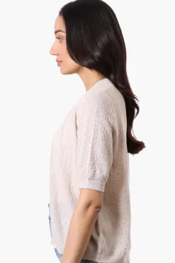 Beechers Brook Textured Open Shrug Cardigan - Beige