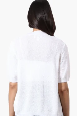 Beechers Brook Textured Open Shrug Cardigan - White