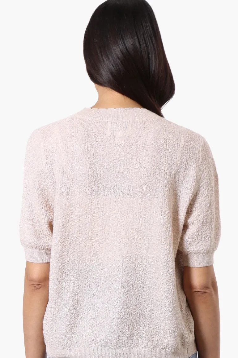 Beechers Brook Textured Open Shrug Cardigan - Beige
