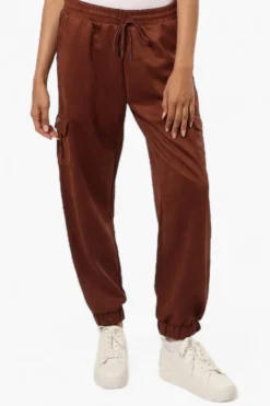 Beechers Brook Tie Waist Suede Cargo Jogger Pants - Brown
