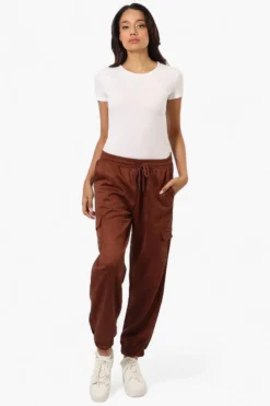 Beechers Brook Tie Waist Suede Cargo Jogger Pants - Brown