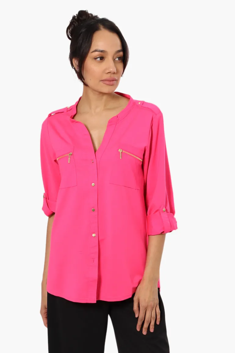 Beechers Brook Zip Pocket Roll Up Sleeve Shirt - Pink