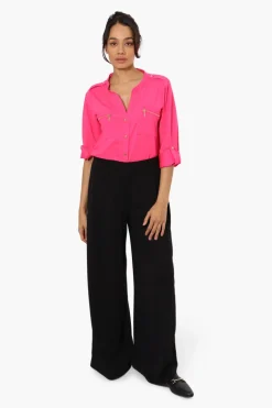 Beechers Brook Zip Pocket Roll Up Sleeve Shirt - Pink