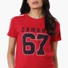 Canada Weather Gear 67 Print Stripe Detail Tee - Red